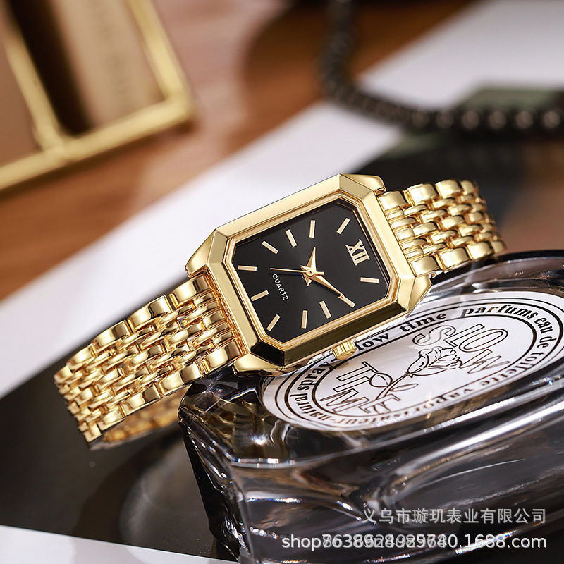 New luxury steel band women's watch for cross-border foreign trade, stylish and simple square quartz wristwatch for female students, wholesale