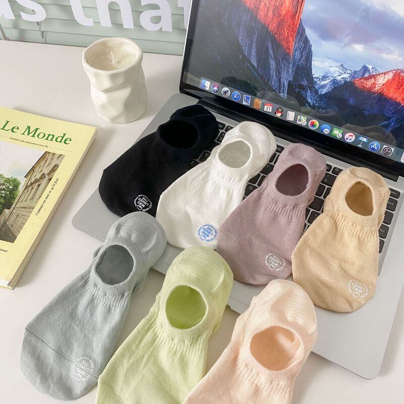 [Cotton Socks] Summer Thin Breathable Shallow Mouth Non-slip Invisible Socks Women Sweat Absorbing Deodorant Casual All-match Boat Socks for Women