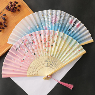 Fan Foldableing Fan Ancient Chinese Style Women's Han Dynasty Cheongsam Dance Kidsren and Students Summer Portable Foldableing Compact Fan