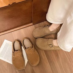 厚い底の全カバーの布ケンの女性の靴2025新型の春秋の復古の1足は豆の靴の楽福の靴の博ケンの靴を漕ぎます。