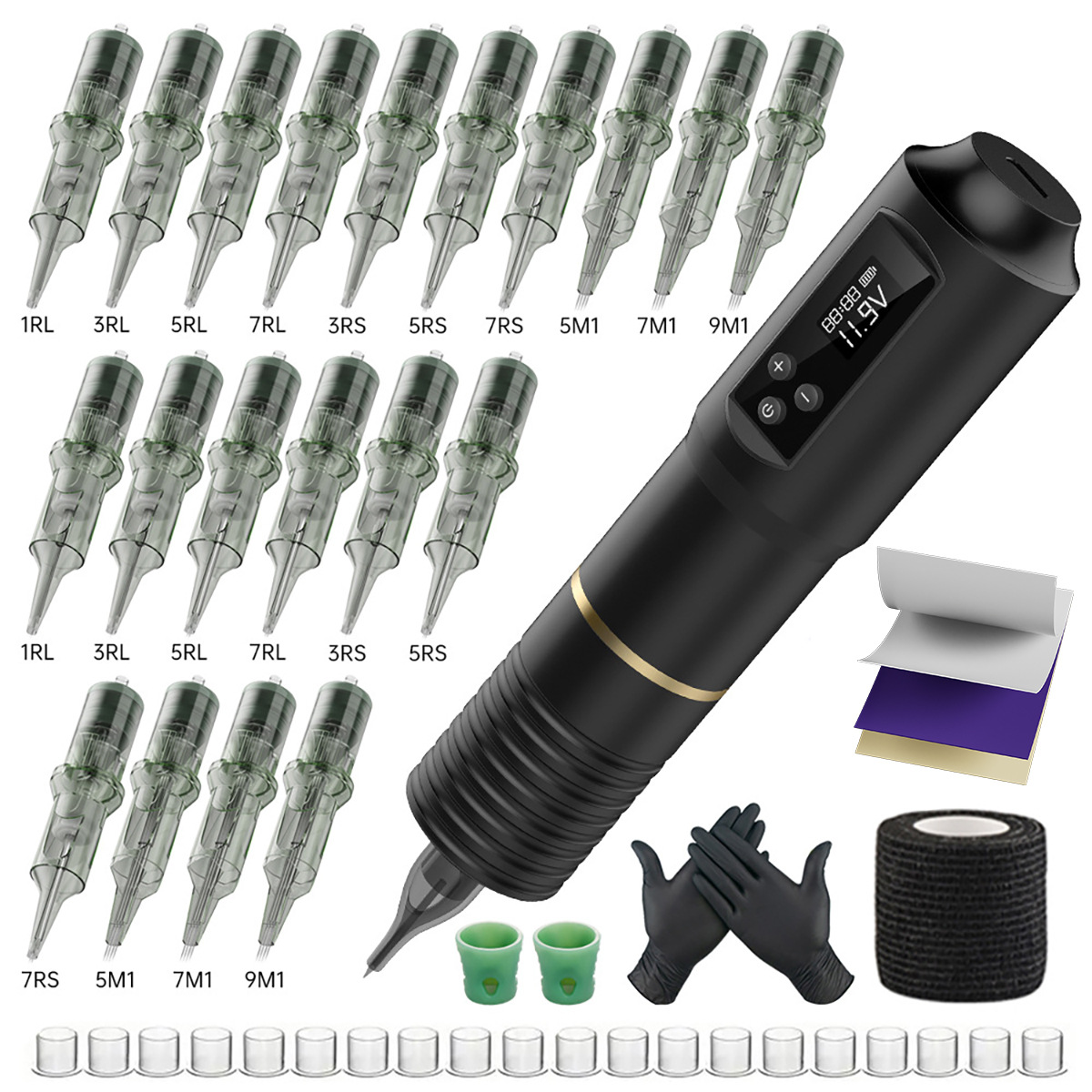 Tuffking máquina de tatuaje inalámbrica pluma de batería motor todo en uno pantalla LED de alta definición herramienta de máquina de tatuaje transfronteriza