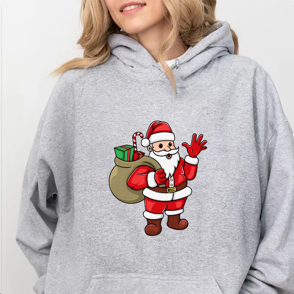 Jolly Claus Cartoon Print Unisex Women's Hoodie