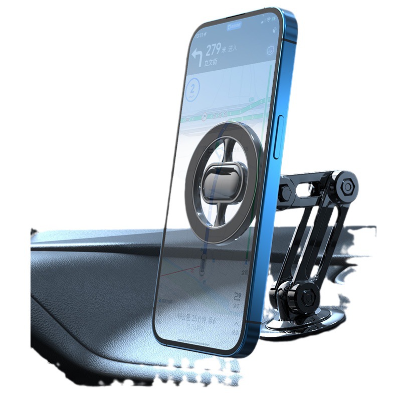 Car Phone Holder Magnetic Alloy Folding Paste 360° Car Anti-Shake Navigation