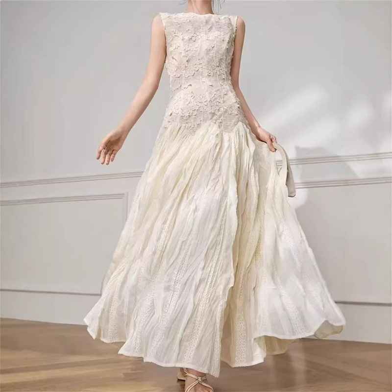 French-Style Elegant High-End Sleeveless Dress for Women, Engagement Evening Gown, High-End Light Luxury Niche Birthday Dress