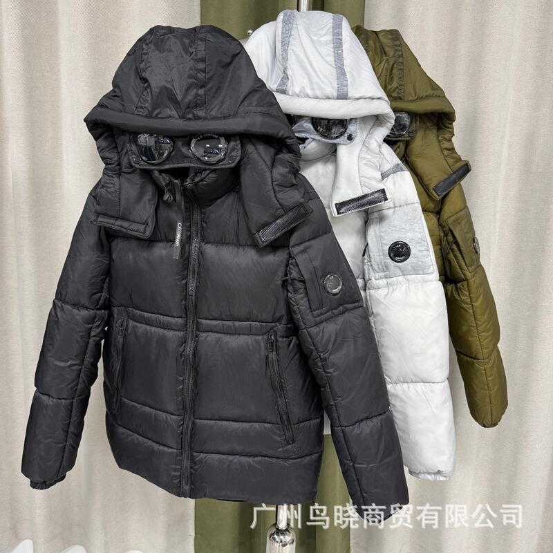 C.P Foreign Trade COMPANY hooded puffer jacket with goggles, side zippers, windproof pockets, American-style functional workwear C.P Foreign Trade COMPANY hooded puffer jacket with goggles, side zippers, windproof pockets, American-style functional workwear