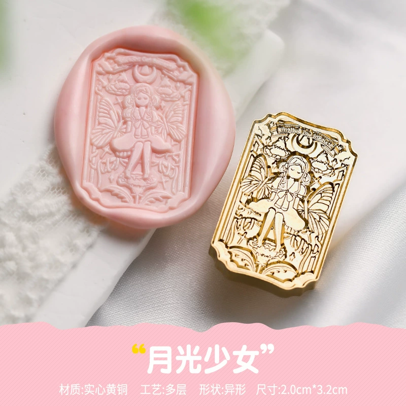 New product relief lacquer seal, copper head girl mind series literary cute girl Zhang head wholesale