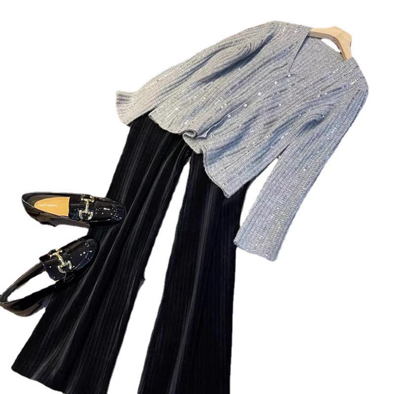Vêtements pour femmes style léger et mature saveur de Hong Kong début du printemps drame coréen pantalons larges hauts professionnels_voghion.com