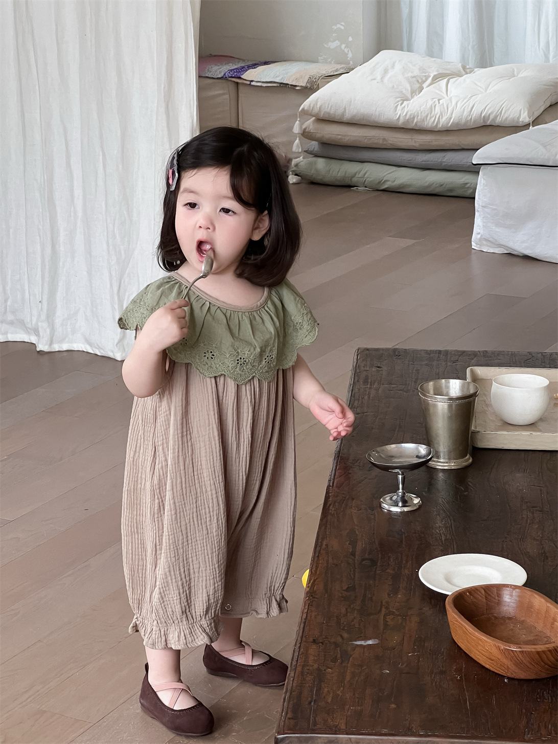 Ropa de verano fina para niñas 2026, conjunto de verano para bebé, pelele estilo princesa, ropa infantil estilo coreano, body de encaje para bebé