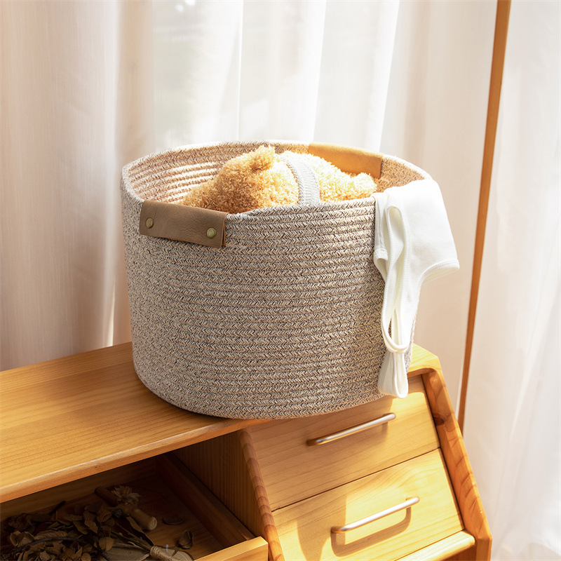 Large Eco-Friendly Cotton Rope Dirty Clothes Basket Laundry Basket Clothes Organizer Household Laundry Basket Clothes Hamper Toy Storage Bin