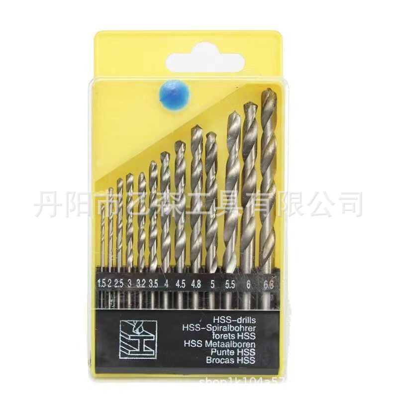 Factory supply high-speed steel titanium-plated 13pc twist drill set woodworking iron aluminum skin opening wholesale