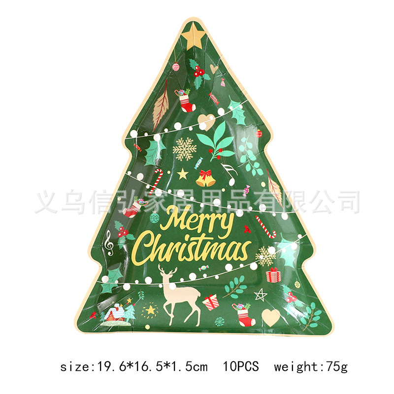 現物クリスマス装飾紙皿ティッシュ紙コップ異形皿クリスマステーブルクロス食器セット新年パーティー用品|undefined