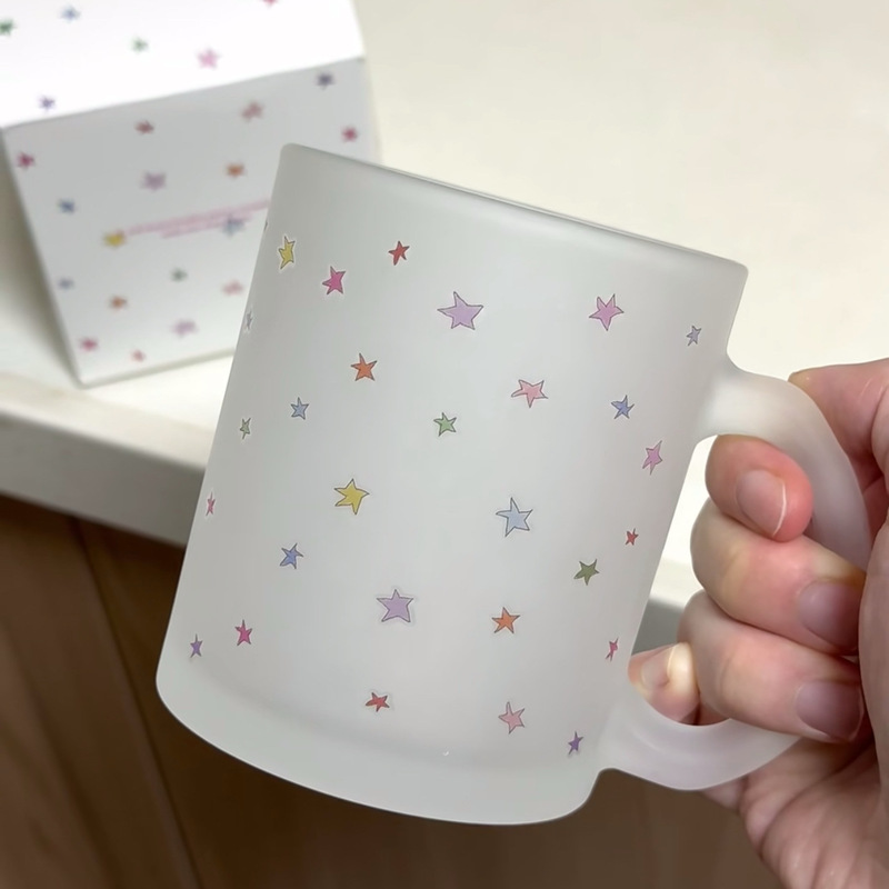 Original Star-Shaped Glass Cup with Handle, Milk Breakfast Cup, High-Value Cup, Couple's Home-Use Coffee Cup, Water Cup Original Star-Shaped Glass Cup with Handle, Milk Breakfast Cup, High-Value Cup, Couple's Home-Use Coffee Cup, Water Cup