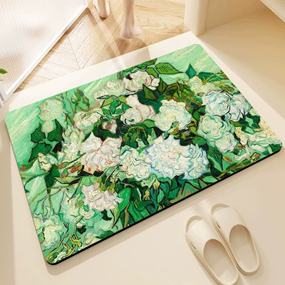 Style Bathroom Floor Mat, Bathroom, Avtomobil döşəmə paspasları - white-rose-4060cm-upgraded-version-of-diatom-mud