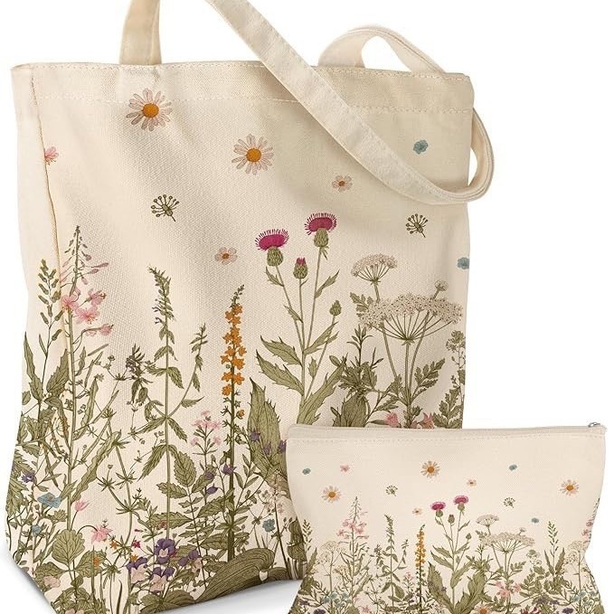 Amazon bolsa de lona transfronteriza bolsa de maquillaje paquete de animales y plantas gato patrón bolsa de mano bolsa de viaje