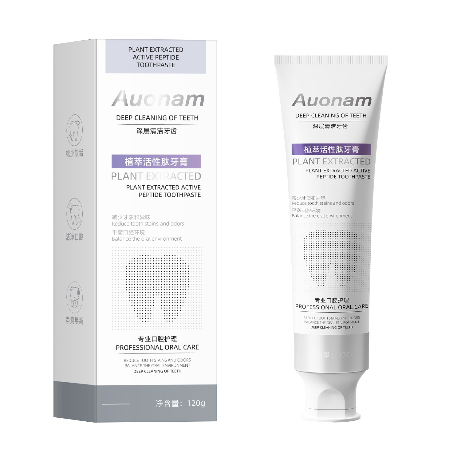 Auonam extracto vegetal péptido activo pasta de dientes aliento fresco perfumar duradero desamarillo desmancha reducción de olor suave fabricante