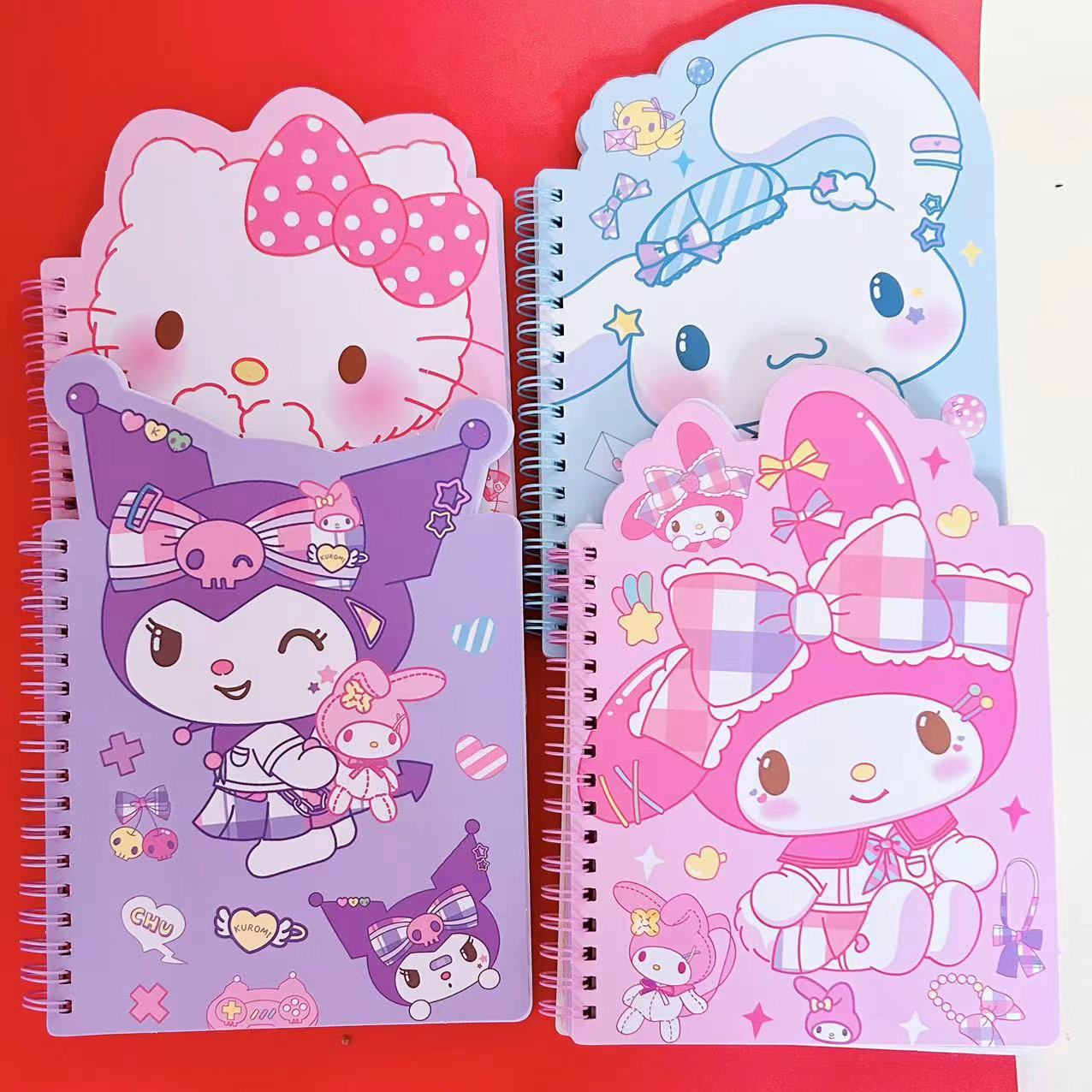 Cuaderno Espiral con Diseño de Familia de Mascotas, Forma Irregular A5, Kurolo, Bloc de Notas para Estudiantes, Diario, Planificador, Páginas Interiores Coloridas