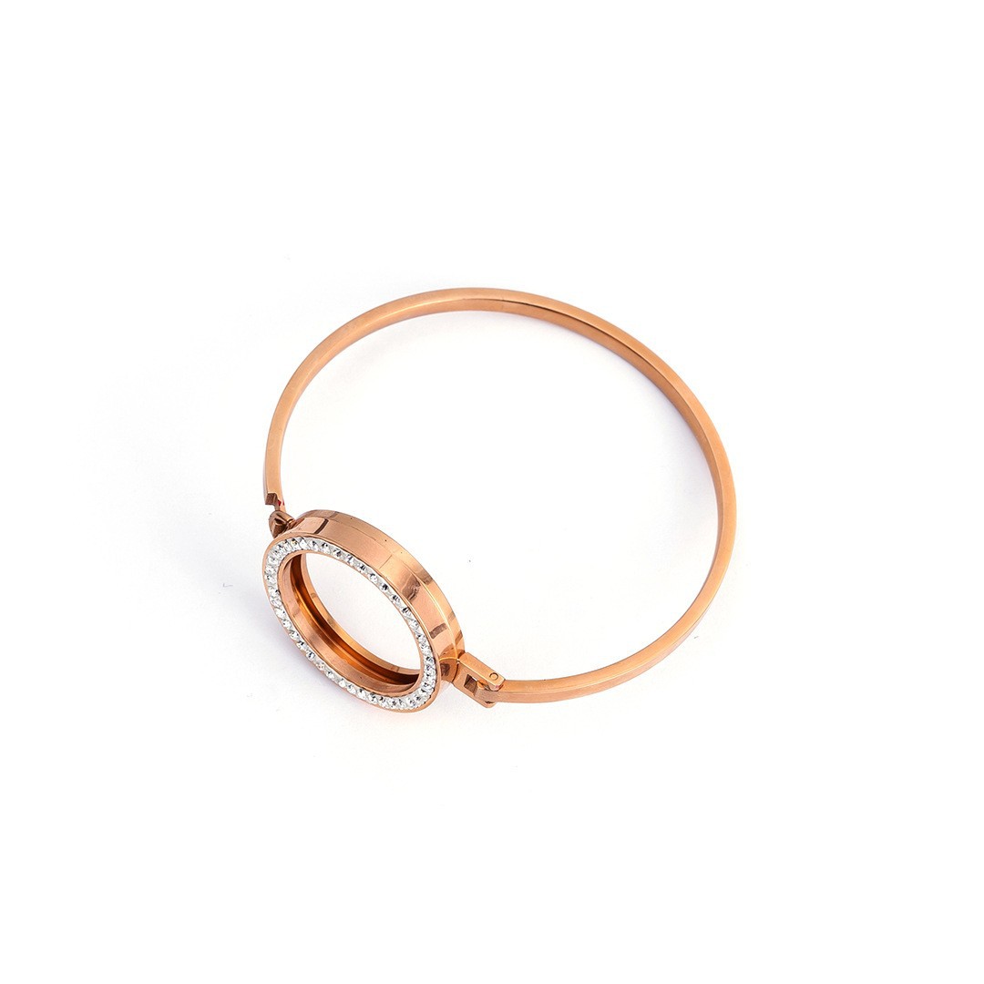 Nieuwe minimalistische en gepersonaliseerde armband, roségouden titanium stalen live mouth damesringtas met ingelegde diamant_voghion.com
