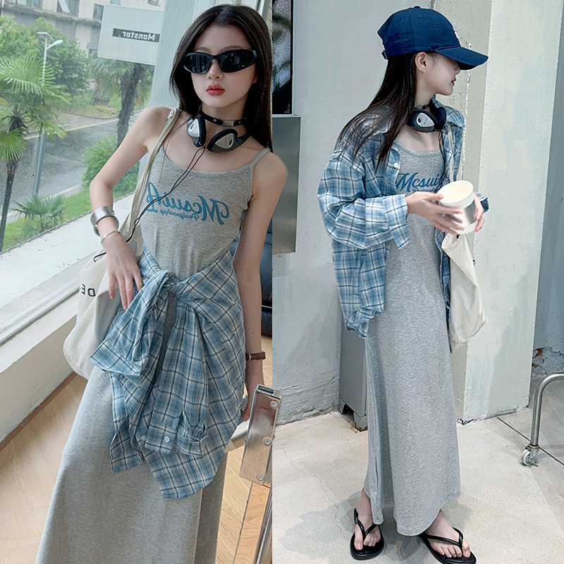 Girls' dress Summer 2025 New Style Korean Style Fashionable Vest Dress Summer Fashionable Casual Princess Dress