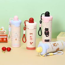 316不锈钢学生户外吸管杯便携提绳运动水杯高颜值卡通浮球保温杯