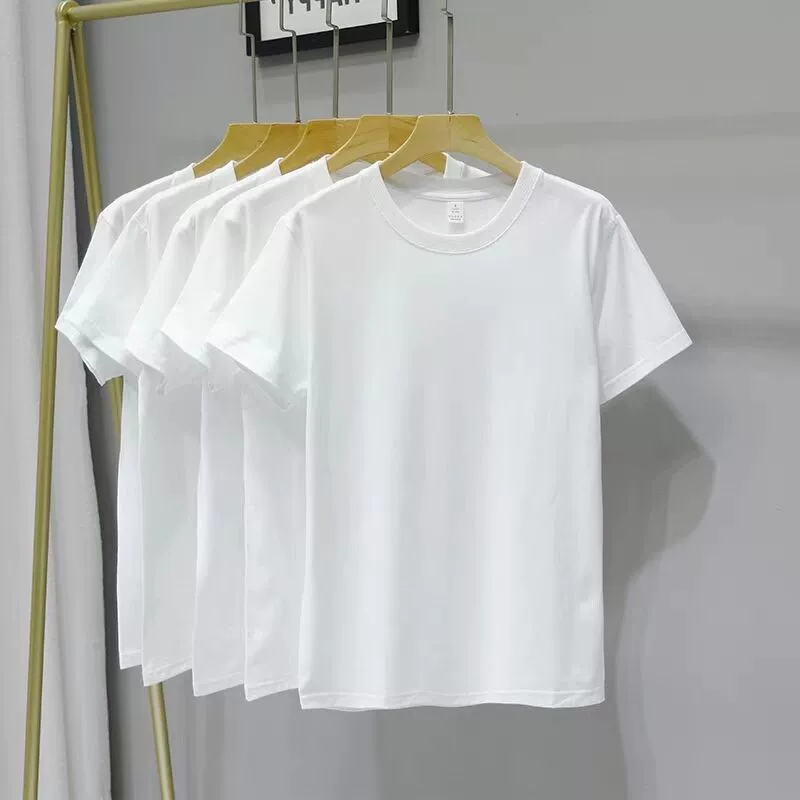 Сплошной цвет футболки с рисунком на заказ LOGO для мужчин и женщин с половинным рукавом культурная рубашка большой размер с короткими рукавами белая одежда европейского размера оптом