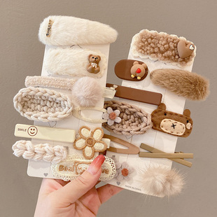 Plush hair clips autumn and winter hair clips for women 2024 new children's clip headwear side bangs clip cute clip hair accessories