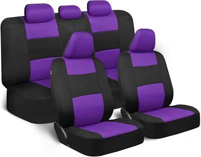 Export to Russia, Mexico, Cross-Border – Universal seat cover - purple-and-black-9-piece-set-five-seats