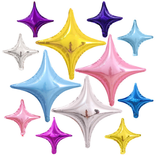 Factory direct supply of 26-inch aluminum film four-pointed star balloons Children's Day birthday party background decoration balloon wholesale