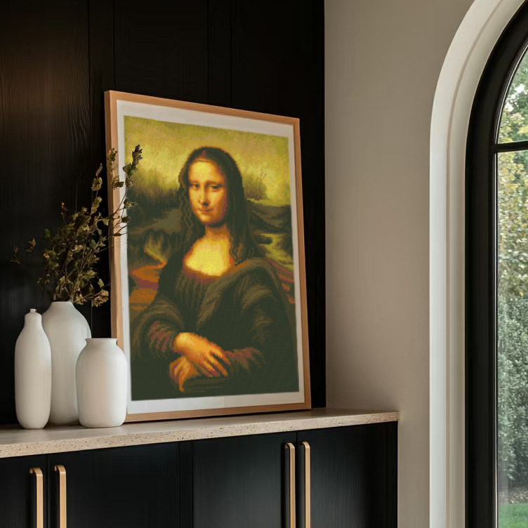 Transfronterizos ingleses Mona Lisa pinturas al óleo de estilo europeo personajes famosos impresión de precisión paquete de material de bordado cruzado image 2