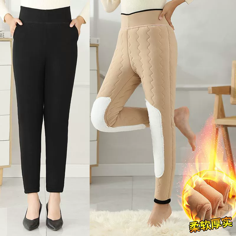 Новые наколенники для талии хлопковые брюки женские наружные зимние толстые леггинсы высокая талия большой размер северо-восточные теплые брюки среднего и пожилого возраста