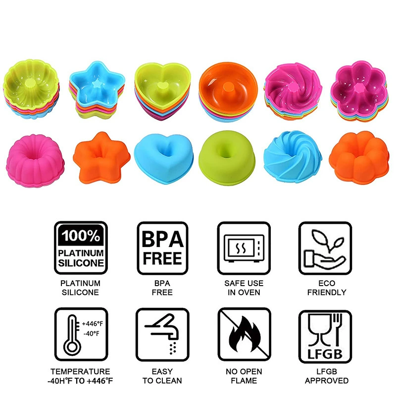 24 pieces donut muffin cupcake silicone mold love pumpkin circle muffin jelly tart baking utensils