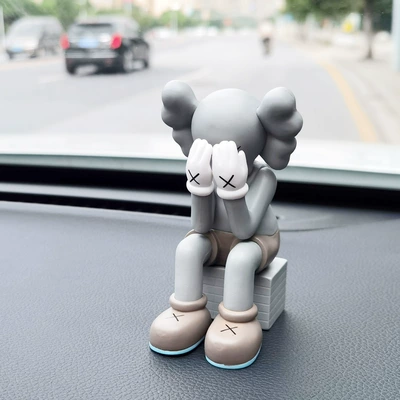 Car ornaments eyes trendy doll car decoration - -cover-your-face-gray