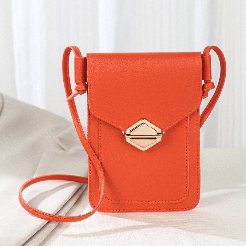 Bolso de moda de cadena de mujeres 2025, nueva versión coreana de botón de botón inclinado, bolso cuadrado casual de hombro sólido, bolso de cambio de teléfono móvil