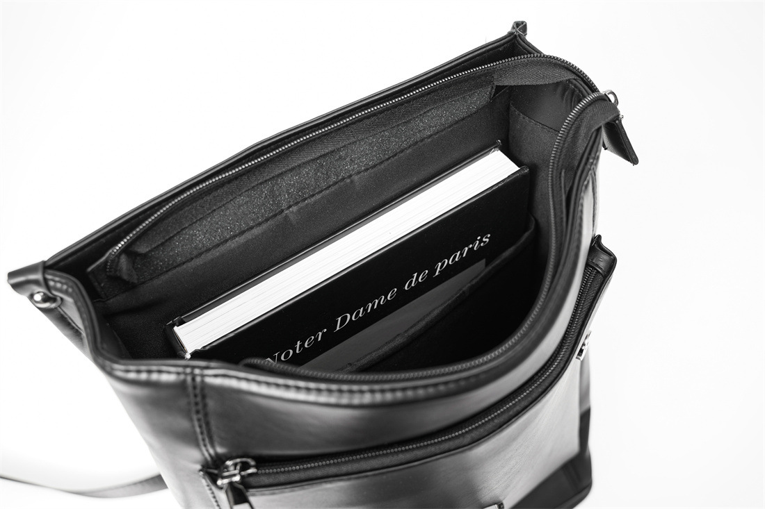 Black Oil Wax Leather Backpack 17