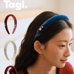 Tagi.丝绒《i》想象彩色钻鼓鼓复古可爱真丝高颅顶发箍头箍发饰女