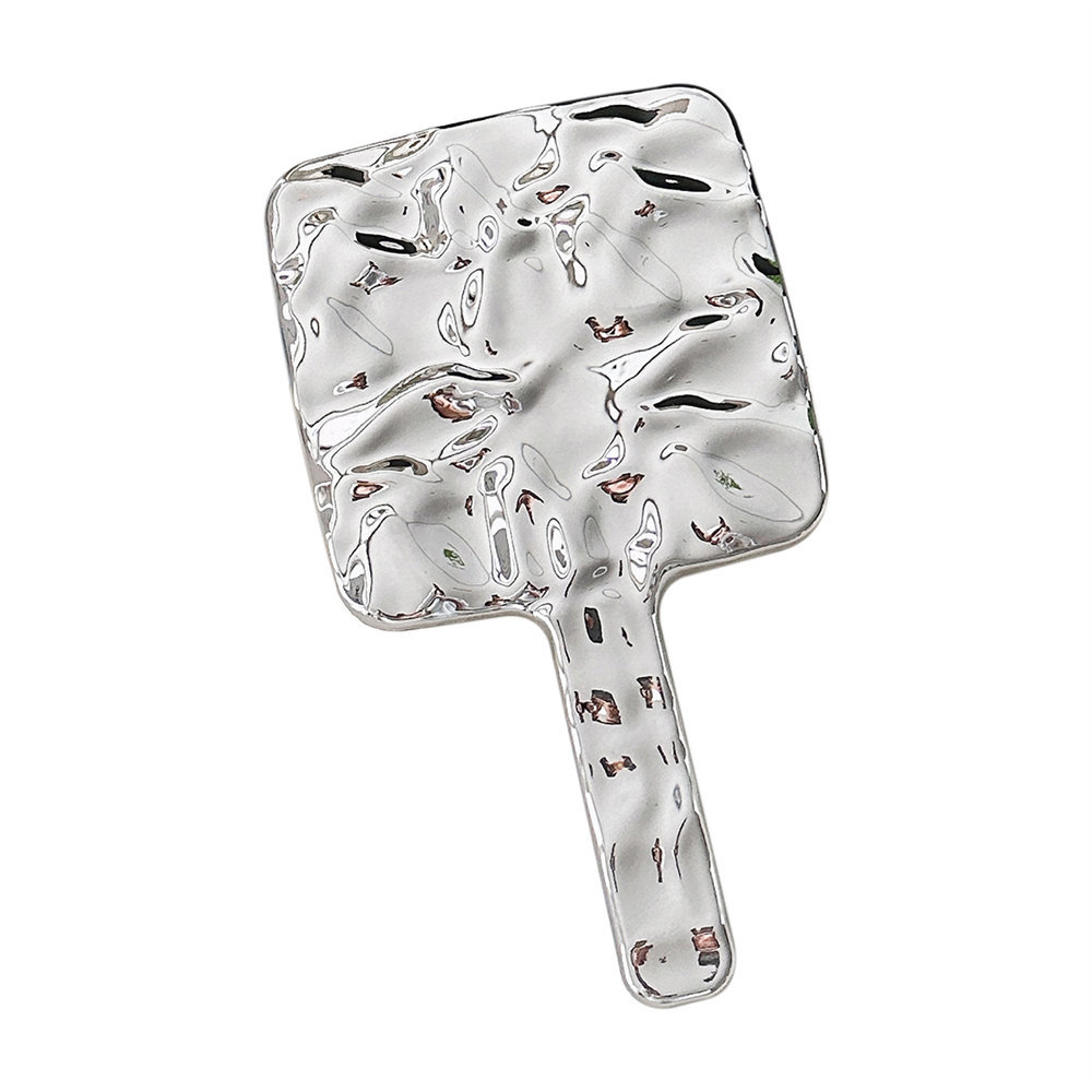 Espejo de mano de alto valor Espejo de maquillaje portátil portátil Espejo de maquillaje de niña de moda Manija de galvanoplastia cuadrada Espejo de vestidor