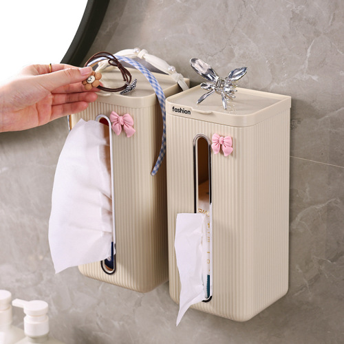 Light Luxury Punch-Free Wall-Mounted Washcloth Holder for Bathroom, Large-Capacity Household Design—Wet Towel & Facial Tissue Dispenser for Countertops