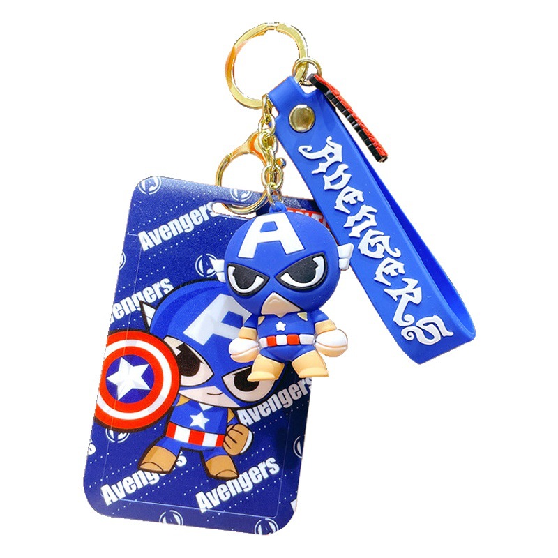 Vengadores de epoxy de dibujos animados llavero marvel titular de la tarjeta creativa femenina permiso de trabajo tarjeta de autobús bolsa de estudiante colgante