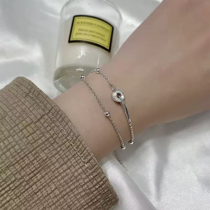 Bracciale a doppio strato con anelli sovrapposti donna elegante_voghion.com