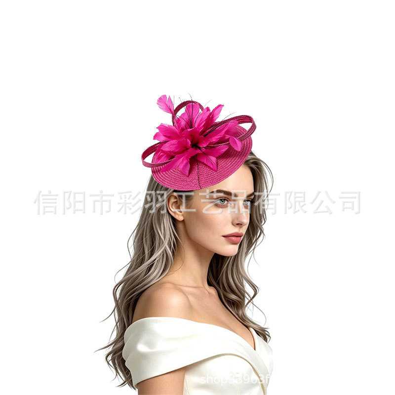 European and American Amazon Feather Horse Racing High-End Hat Headpiece Bridal Stage Performance Cocktail Hair Accessory Fashion Ball