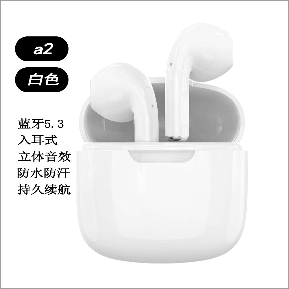 Auriculares transfronterizos A2Pro Bluetooth 5.3 Mini en el oído TWS inalámbrico transparente macarons color batería de larga duración blanco