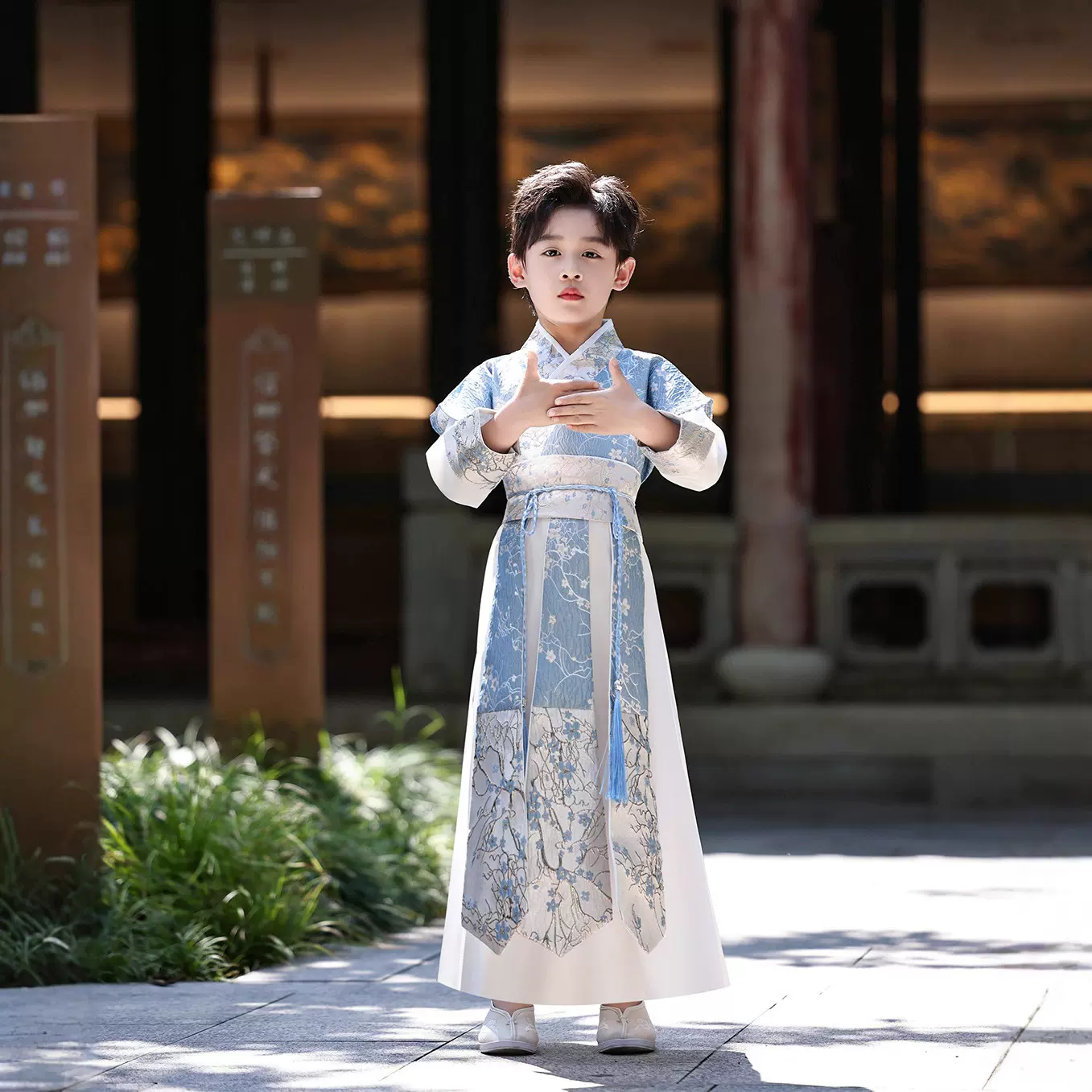 新款儿童汉服演出服套装男童汉服夏薄款新中式儿童国风汉服批发