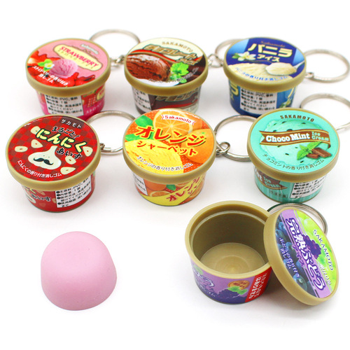Japanese miniature ice cream cone slow rebound pinch pendant creative food toy multi-flavor pudding keychain