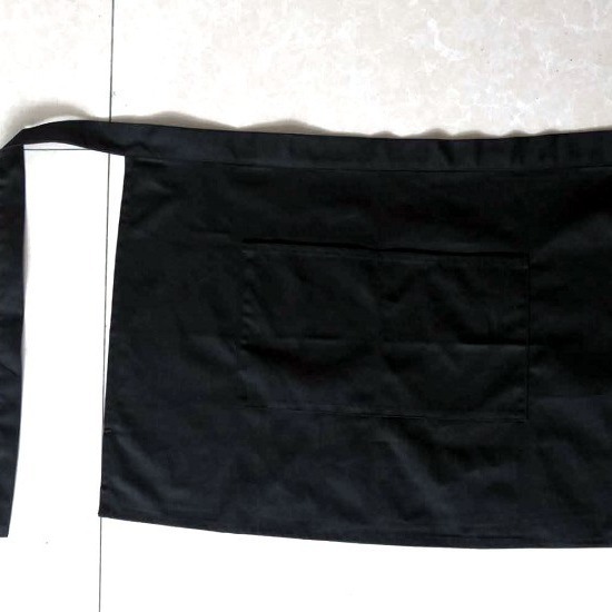 Delantal de barbacoa, camarero, mono de media longitud, material grueso, delantal largo, delantal negro, camarero, cintura corta, mujer