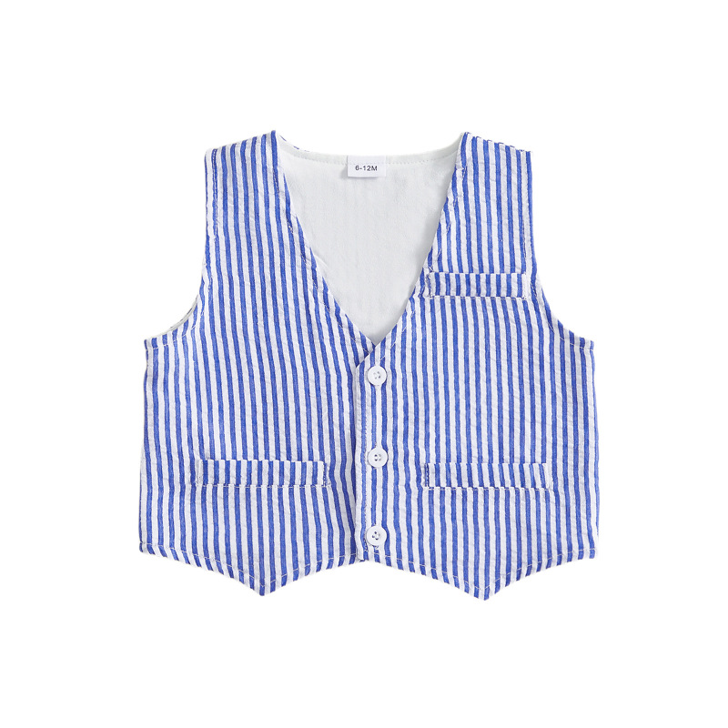 Boys' Formal Vest, Striped Baby Vest, Children's Flower Boy Performance Top, Direct Supply from Factory