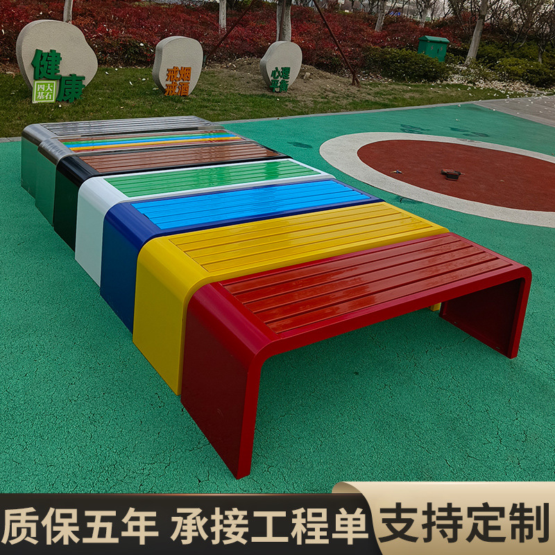 Banco de parque para exteriores, doble asiento de acero inoxidable, ideal para estaciones de autobús, plazas y patios de ocio image 4