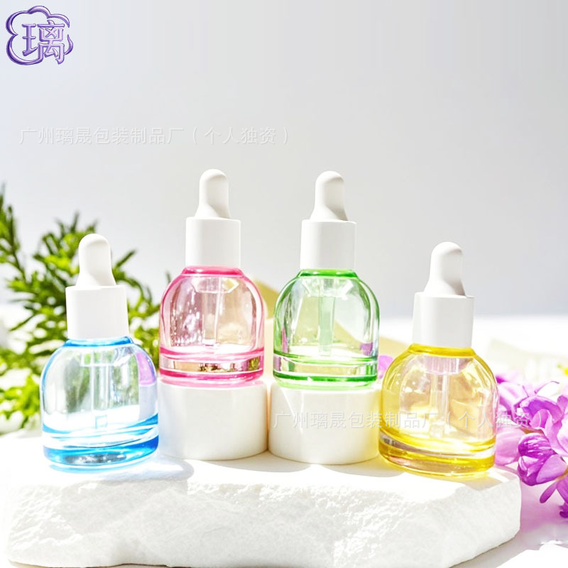 10ml13牙斜肩圆肩玻璃滴管瓶透明圆形精油精油分装瓶