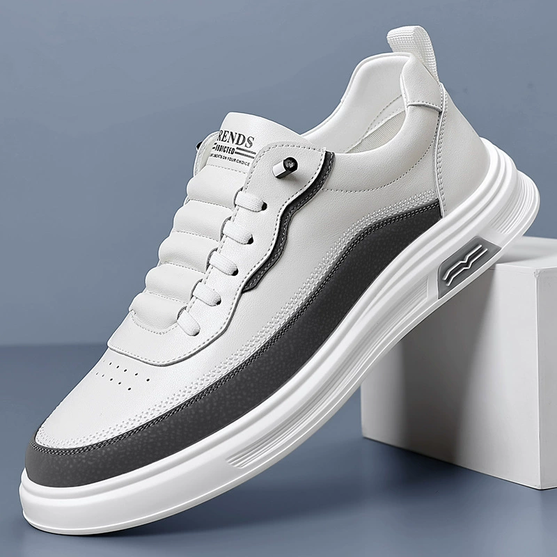 2025 весна и осень новый мужской спортивный стиль повседневная кожаная обувь мужская молодежная универсальная обувь маленькая белая обувь мужская модная обувь 7027