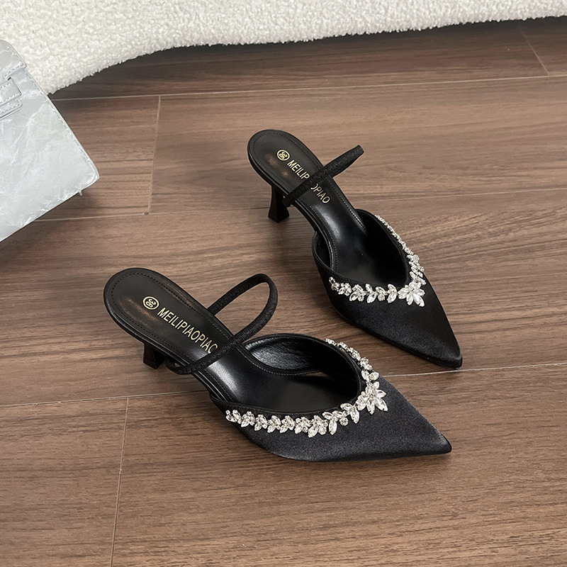 Sandali con tacco a spillo in pelle di pecora stile elegante_voghion.com