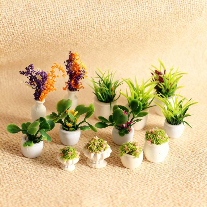 Finished Flower Pot Landscape Flower Pot Outdoor Flower Bed Green Plant Dollhouse Doll House Mini Plant Model