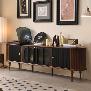 French Retro Solid Wood Tv Cabinet Home Living Room Storage Storage Integrated Cabinet Small Apartment Light Luxury High-End Floor Cabinet
